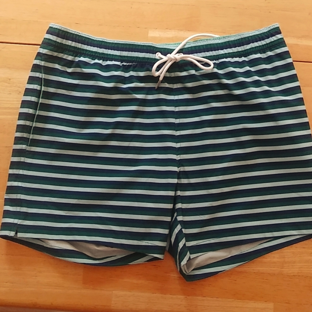 Bonobos Men's Striped Swim Trunks - Blue and Green